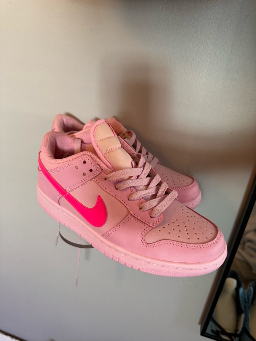 Nike Pink Low-Top Sneakers with Hot Pink Swoosh